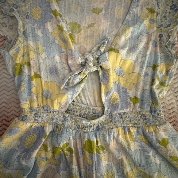 American Eagle Blue and Green Floral Romper - Size Large - Picture 4 of 12